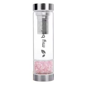 My Balance's High-Quality Borosilicate Glass Bottle with Pink Quartz