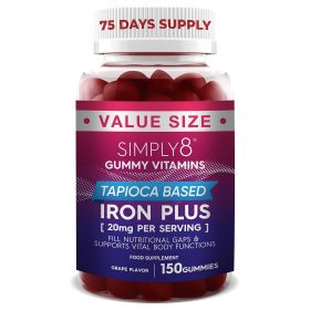 Iron Gummies 20 MG 75 Days Supply Prenatal Gummies Enhanced with Vitamins C B3 B5 B6 B12 Folate Zinc Blood Builder Energy Support for Iron Defici